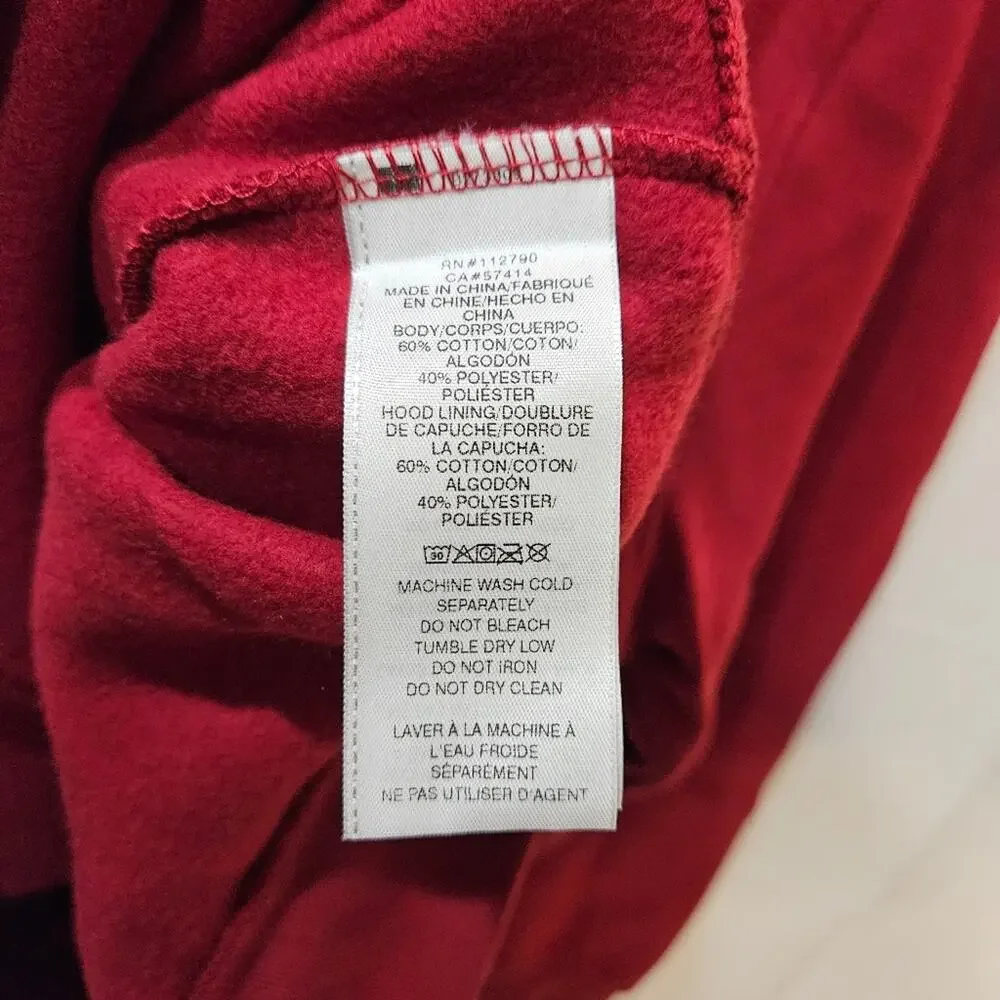 True Religion Hoodie Red Dahlia Multi Logo Zip Up Large